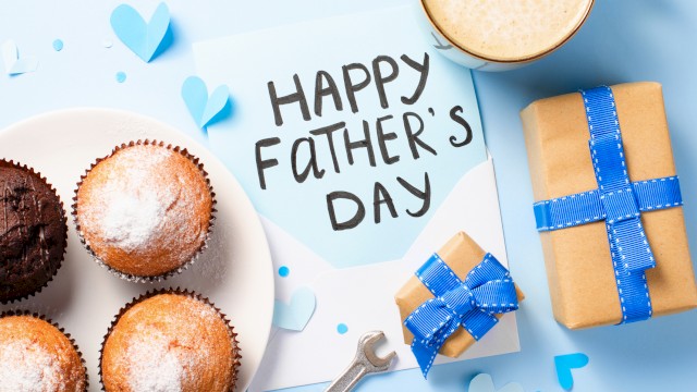 Celebrating Father's Day with cupcakes, a gift, a heartfelt note, and a cup of coffee or tea.