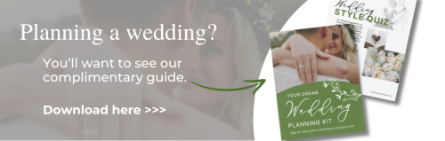 An ad for a wedding planning guide with a download option, featuring happy couples and planning resources.